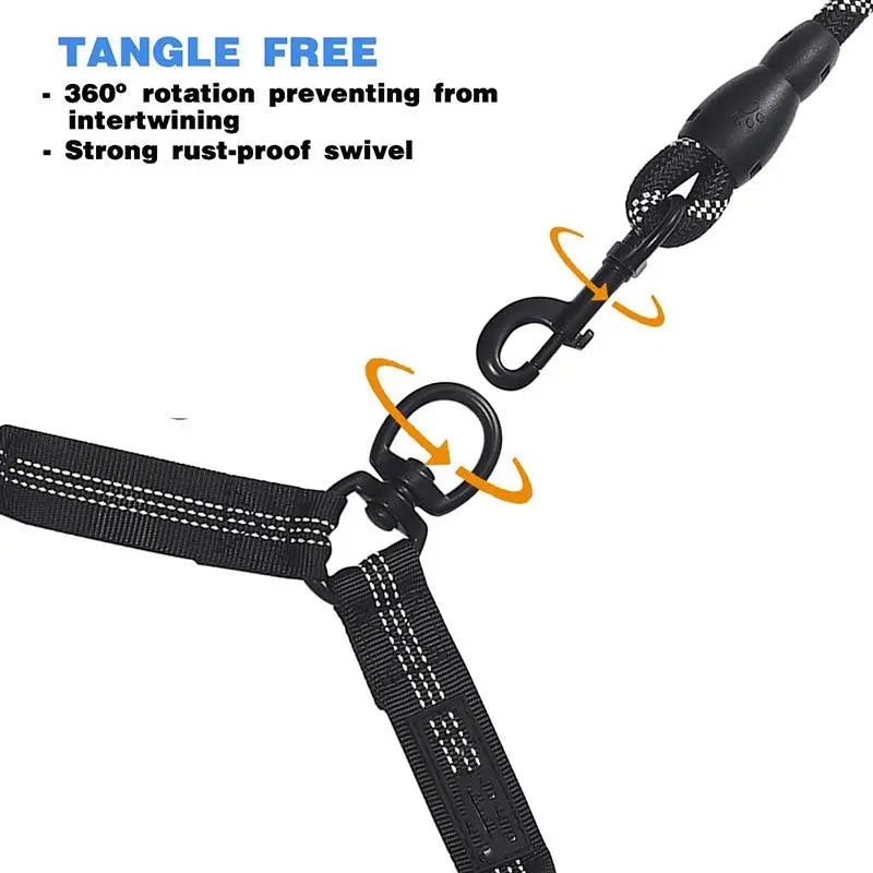 Kigifuture Dual Dog Leash, Double Dog Leash, 360 Swivel No Tangle Walking Leash, Shock Absorbing Bungee for Two Dogs