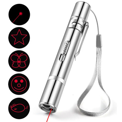 Cat Laser Pointer Toy, 5 Modes Red Dot LED Interactive Cat Toys for Indoor Cats, USB Rechargeable Long Range Lazer Pen with Multiple Patterns, Portable Kitten Chaser Toy for Bored Cats Exercise & Training